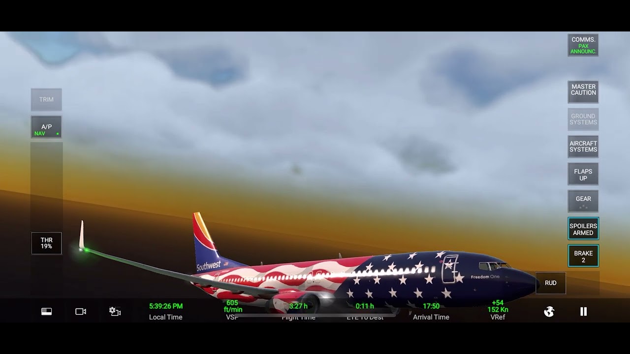 Real flight simulator. Southwest boeing 737-800 Falcon one landing into Princess Juliana