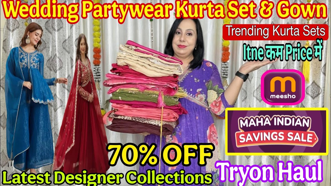 *HUGE* Meesho Partywear Kurta/Kurti Set Haul🛍️ Wedding Gown/Sharara Set  Meesho Kurti Haul #meesho 