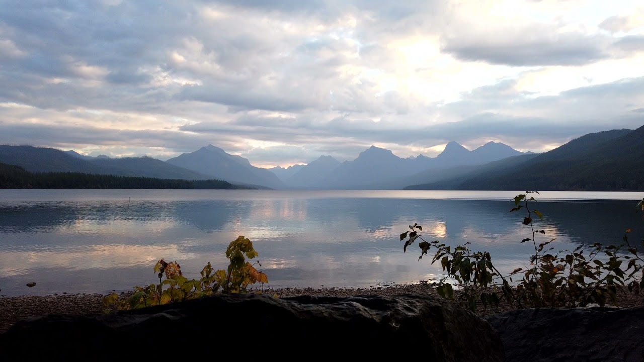 Sunrise at Lake McDonald from the patio of Village Inn at Apgar