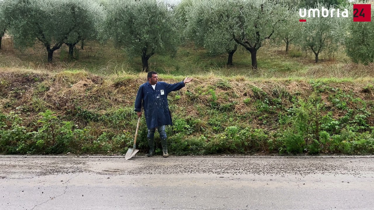 Perugia, maltempo: a Ponte Pattoli strada bloccata tra fango, smottamenti e piante abbattute