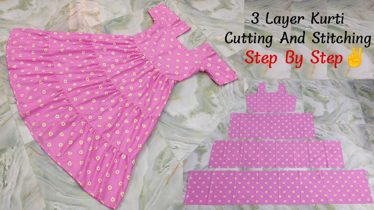 বড়দের তিন লেয়ার গোল জামা কাটিং ও সেলাই | 3 Layer Kurti Cutting And Stitching In Bangla