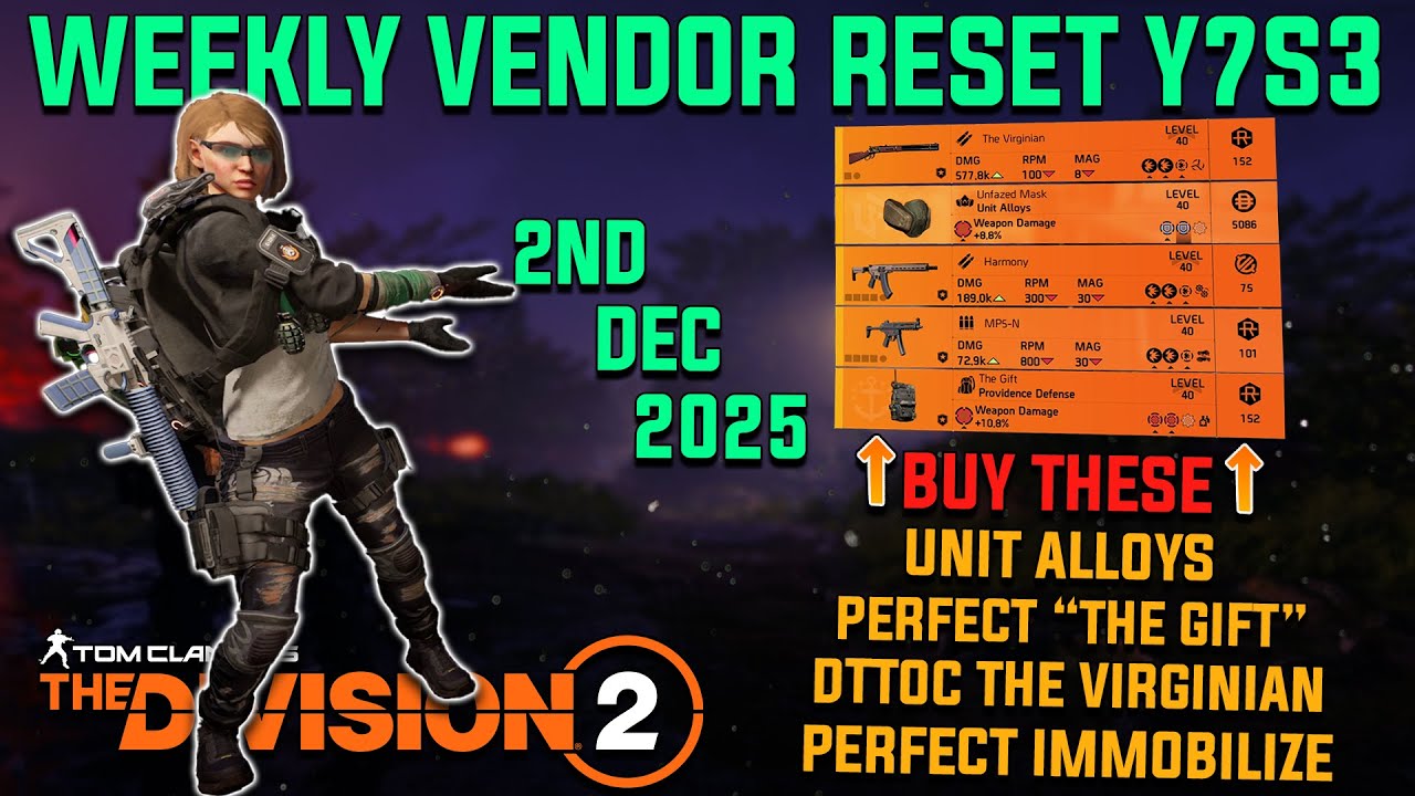 The Division 2 | Y7S3 IS HERE! GREAT WEEKLY VENDOR RESET | December 2nd 2025