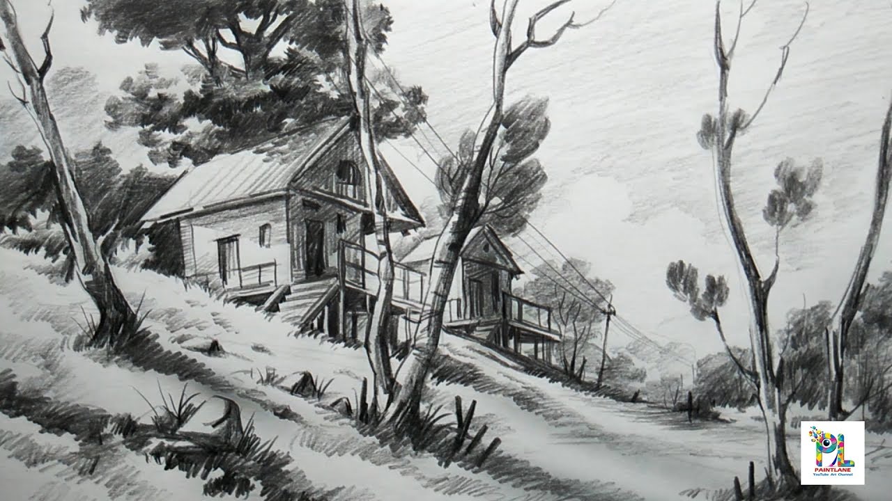 How to Draw Basic Landscape For Beginners With PENCIL | Very Easy Pencil Strokes