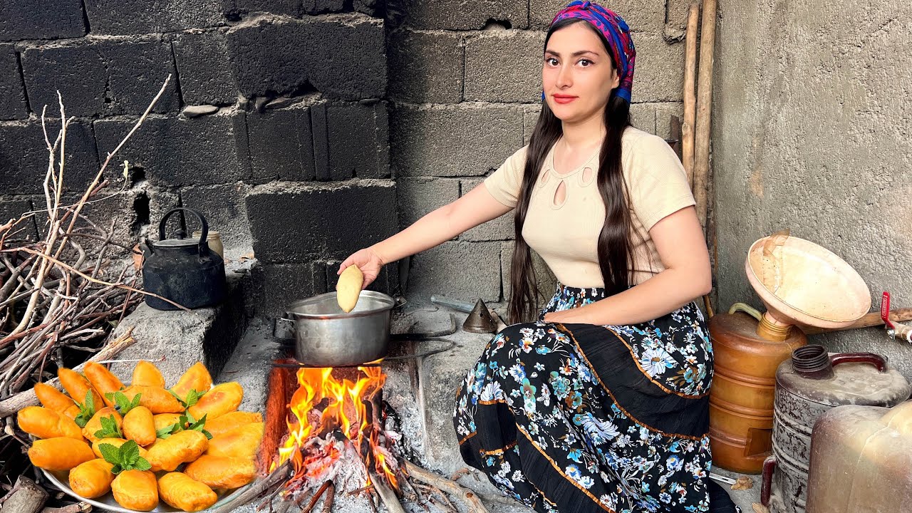 Rural life in Iran | Traditional cooking, amazing and simple food on the fire and traditional bread 