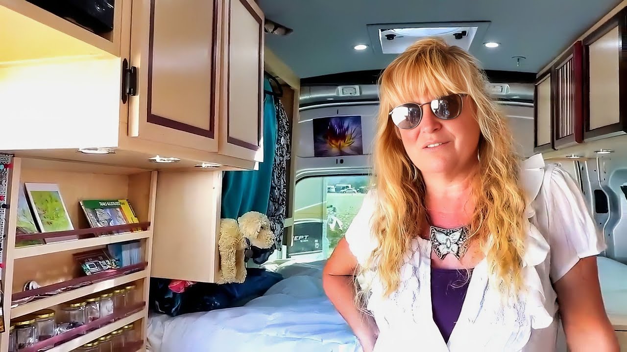 Van Tour Solo Woman Living in A Transit Cargo Van