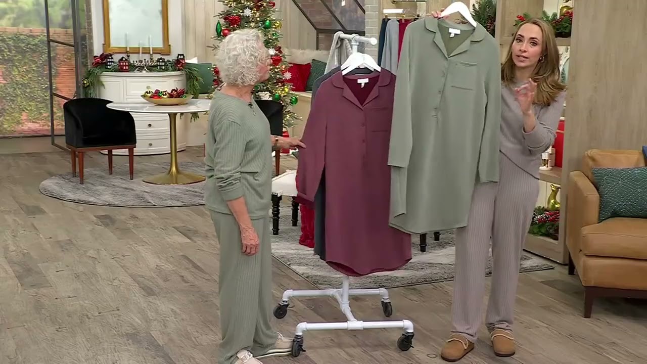 Berkshire Homewear French Terry Notch Collar Sleep Shirt on QVC