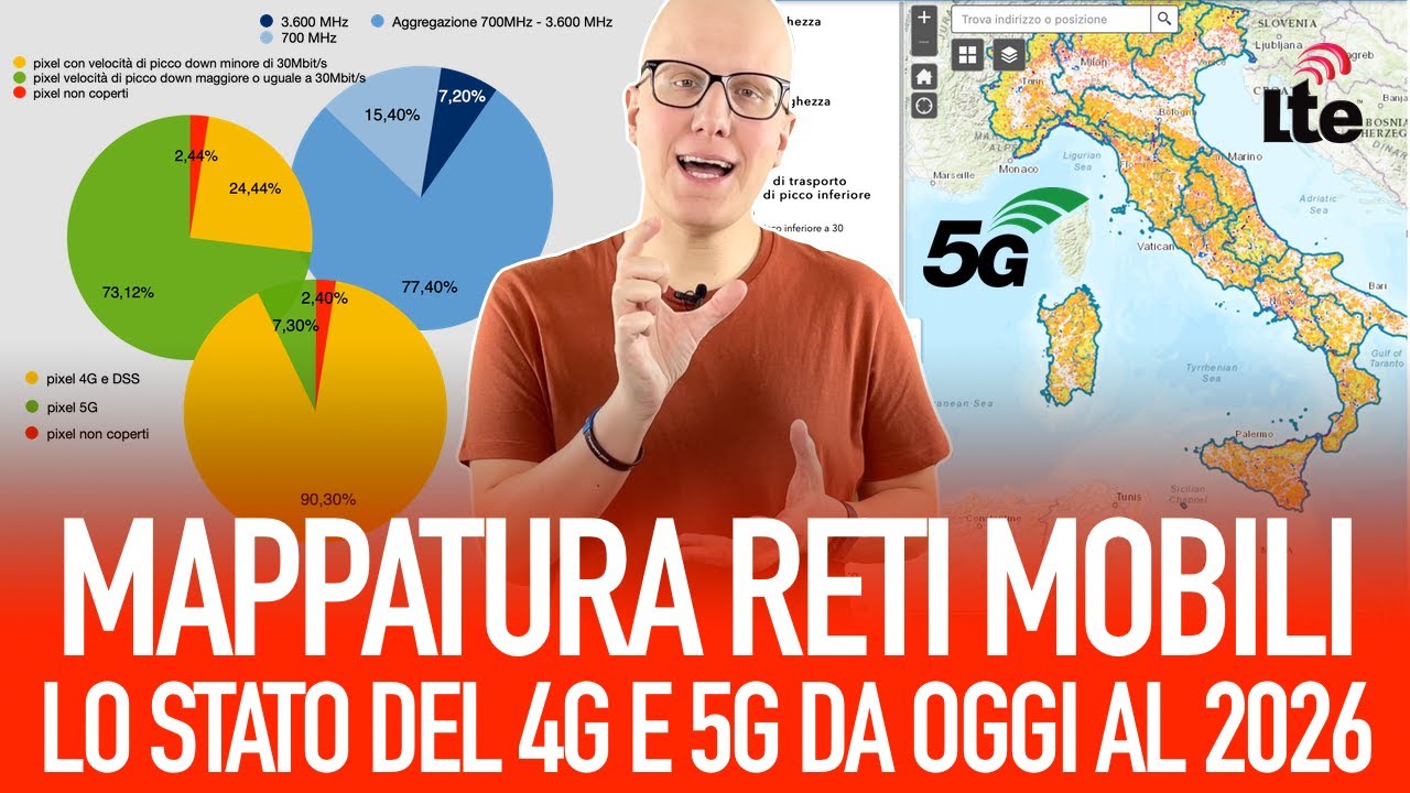 Mappatura reti mobili 4G e 5G: copertura, velocit&agrave; e frequenze utilizzate da oggi al 2026