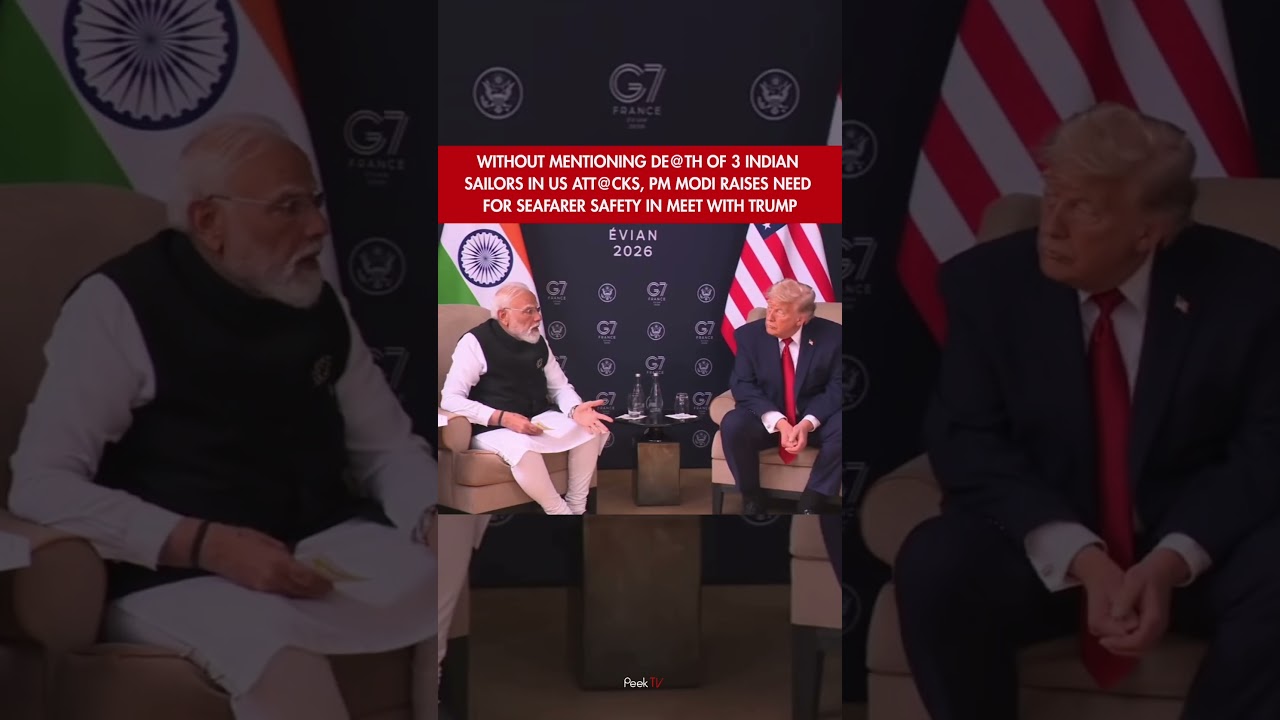 PM Raises Seafarer Safety With Trump #PeekTV #News #Modi #Trump #G7 #Geopolitics #Diplomacy #France