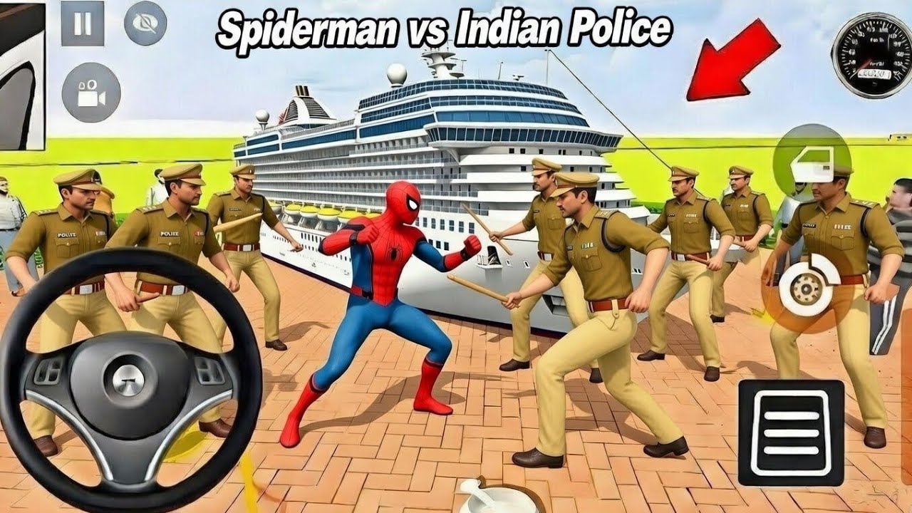 🤑 indian theft auto gameplay and Spiderman purchase car and ship🤑🤑 police fight monsters 