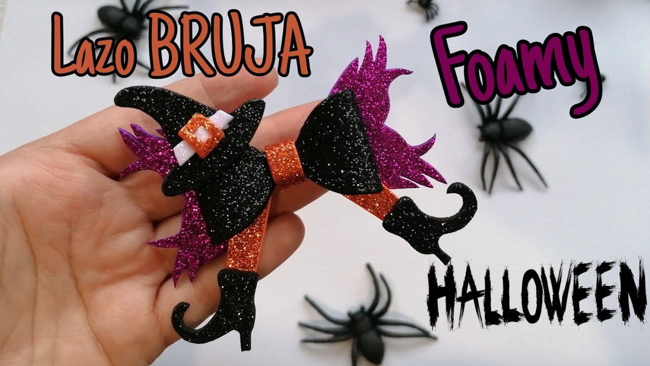 🎃HALLOWEEN 2020🎃 *Lazo o moño en GOMA EVA o FOAMY* de BRUJA 🧙‍♀️