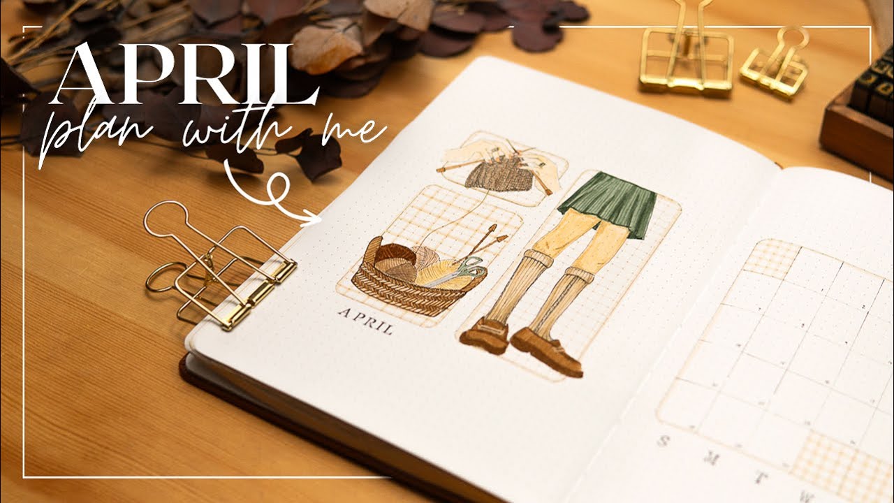 April Bullet Journal Plan With Me  |  Knitting Theme 🧶
