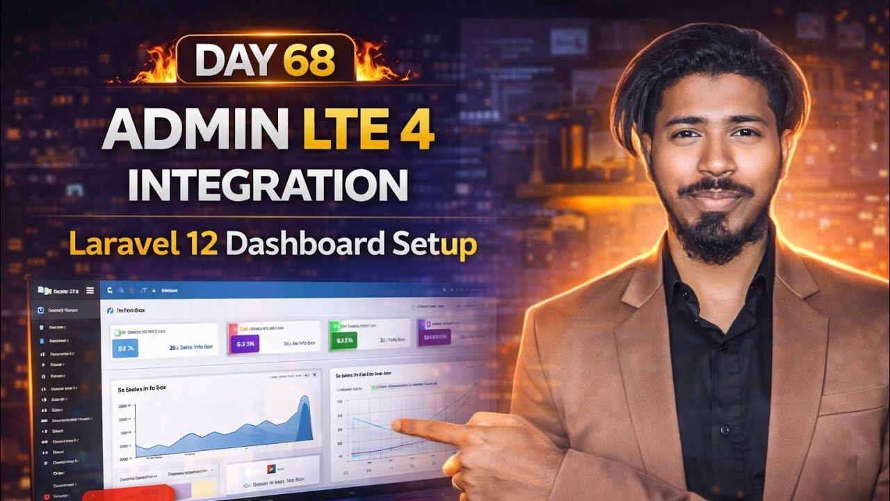 Laravel 12 AdminLTE 4 Integration Tutorial | Build Admin Dashboard | Day 68 Project #2