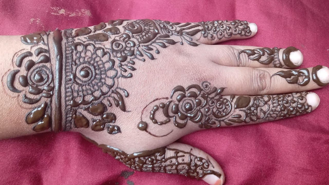 Simple mehndi design back hand long videos || #mehndidesign #simplemehndidesign #trending