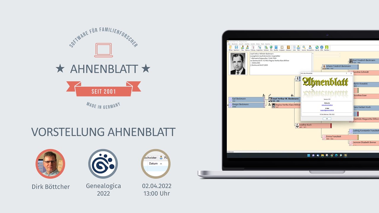 Vorstellung Ahnenblatt - Sponsor-Vortrag Genealogica 2022