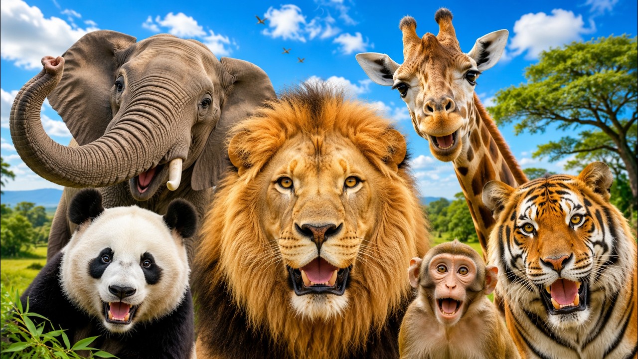Animal Sounds for Kids 🦁🐘🐼 | Learn 20 Popular Animal Names and Sounds
