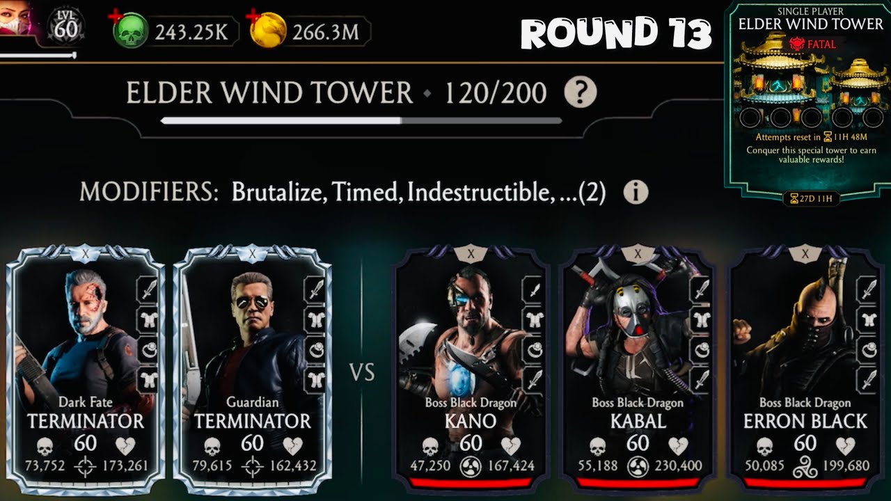 Fatal Elder Wind Tower Boss Match 100,120 & 140 Fight + Rewards MK Mobile | Trying some Best Team