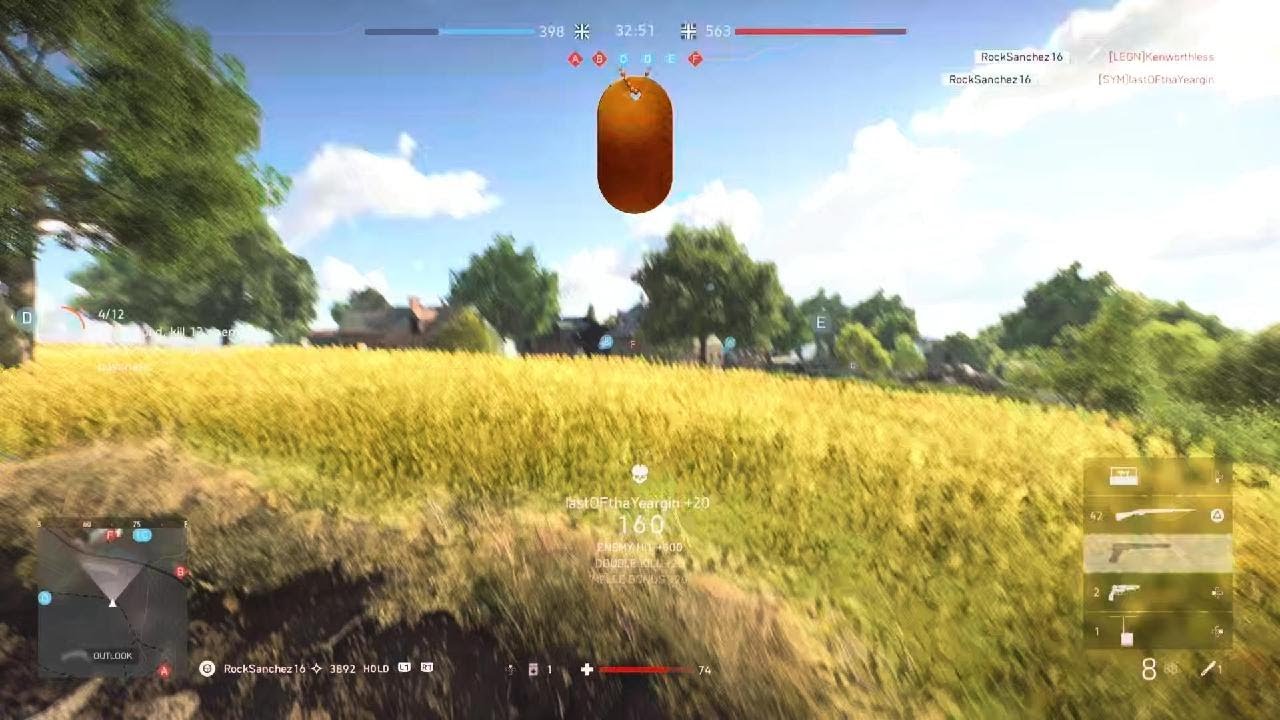 Battlefield V throwing knife with headshot