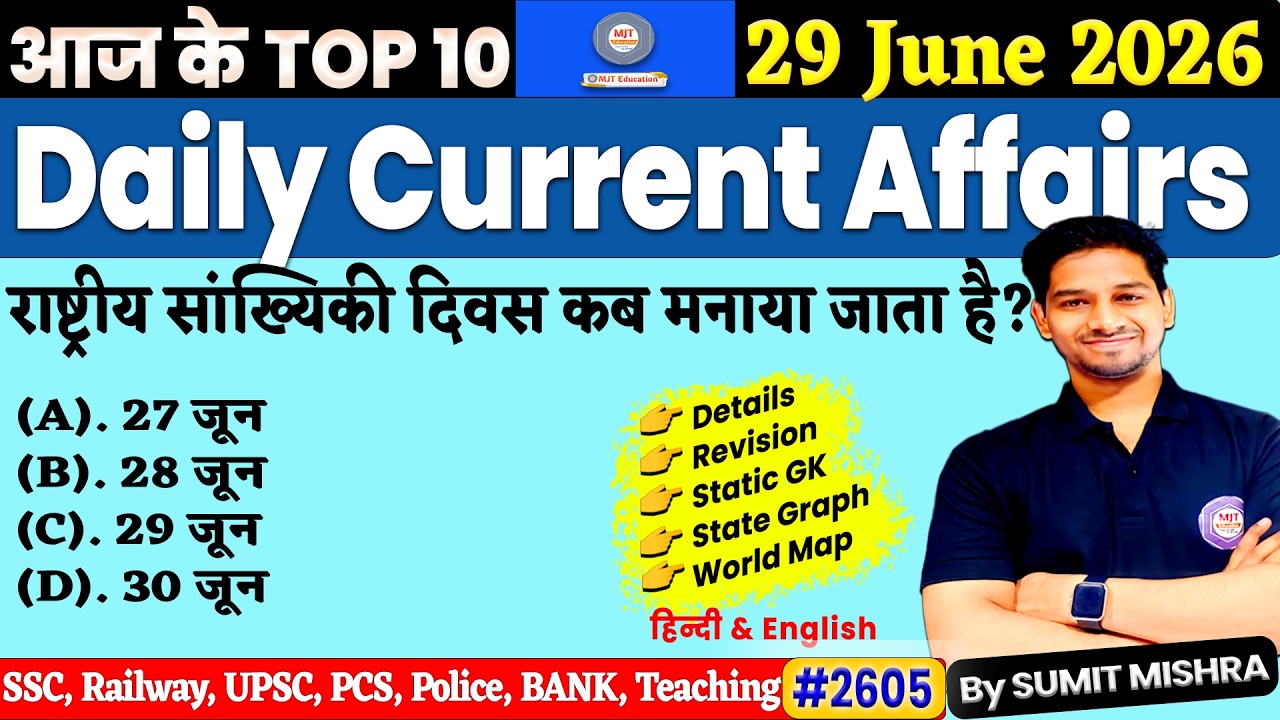June 29, 2026 Current Affairs | Daily Current Affairs | MJT Current Affairs | MJT Education, Next...