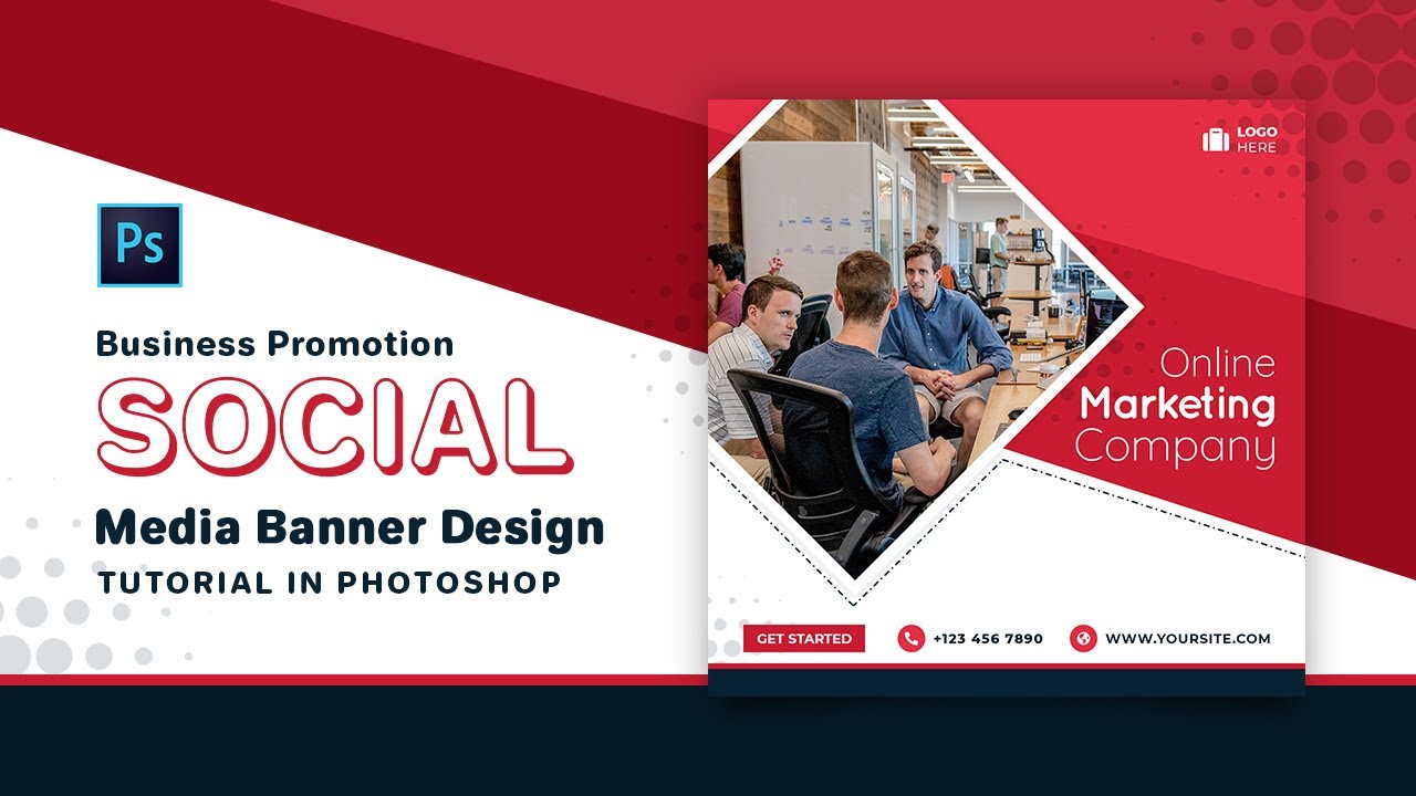 Business Promotion Sale Banner Design for Social Media | Adobe Photoshop Tutorial | Speed Art