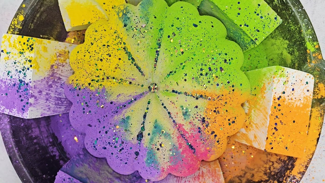 Coloful Holi Splashed Blue Reforms + Plain Janes 🦚 Gym Chalk ASMR 🦚 Oddly Satisfying 🦚 Sleep Aid