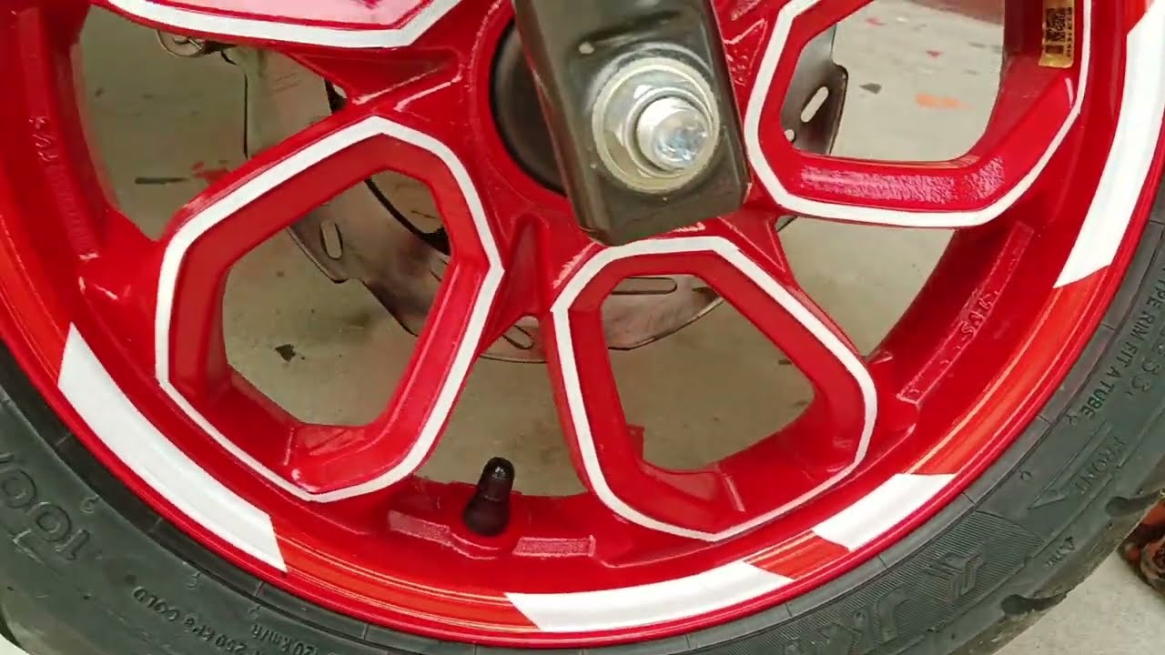 Tvs ntorq 125 Bs7 e20 red &hearts;️ colour scooty wheel rim radium stickering