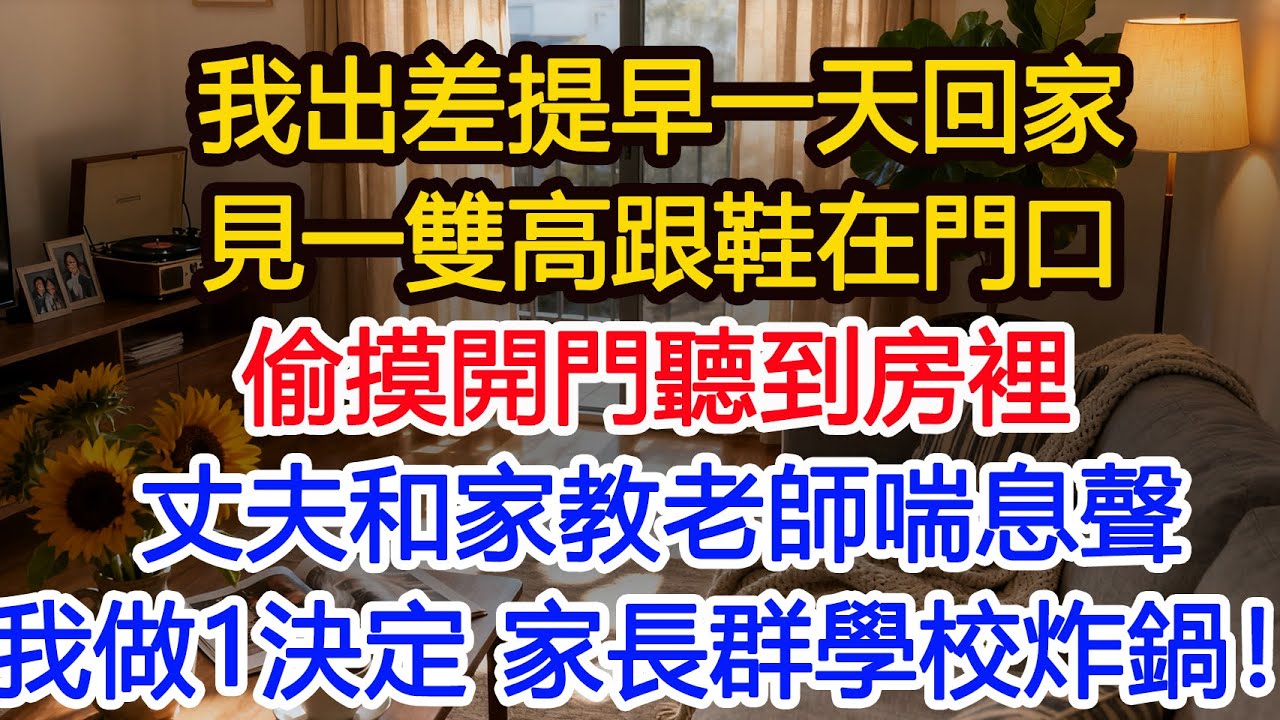 我出差提早一天回家，看見一雙高跟鞋在門口，我疑惑 偷摸開門後，聽到房裡丈夫和家教老師喘息聲！我果斷做出1決定 家長群和學校炸鍋！#為人處世 #正能量 #故事分享 #生活經驗 #情感