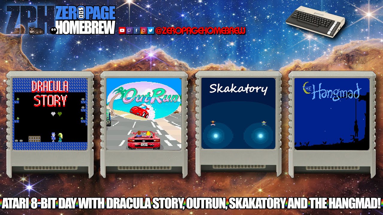 Dracula Story (WIP), Outrun (WIP), Skakatory, The Hangmad (WIP): Atari 8-Bit Homebrew