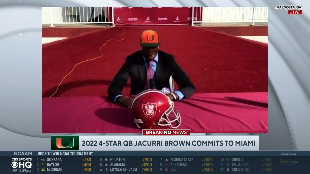 Miami Hurricanes football has its 2022 quarterback in 4⭐️ commit jacurri brown