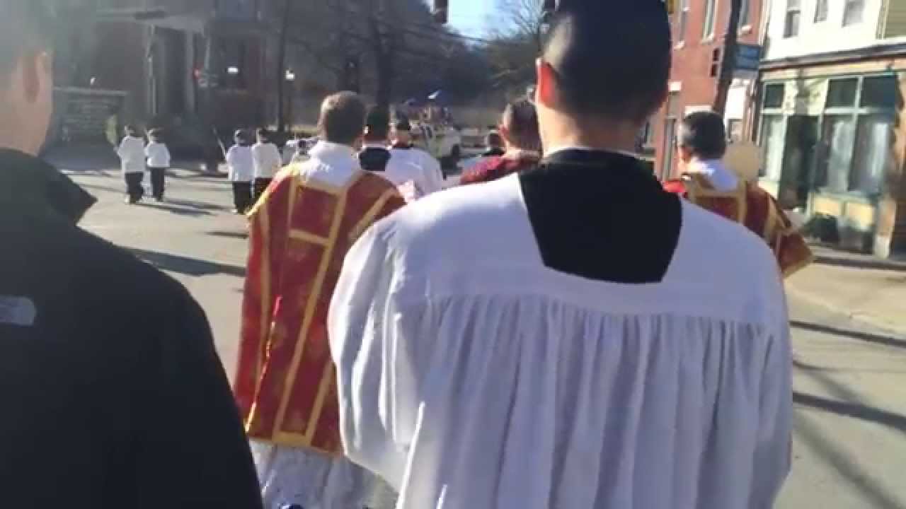 Palm Sunday Procession St. James, Pittsburgh SSPX