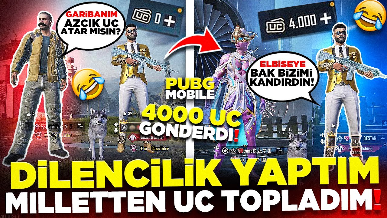 DİLENCİLİK YAPTIM 🤣 MİLLETTEN UC TOPLADIM (4000) GELDİ 😱 | PUBG MOBILE
