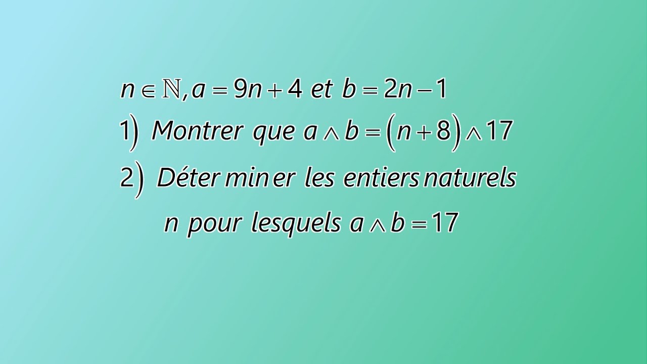 EXERCICE D’ARITHMÉTIQUES  (P G C D)
