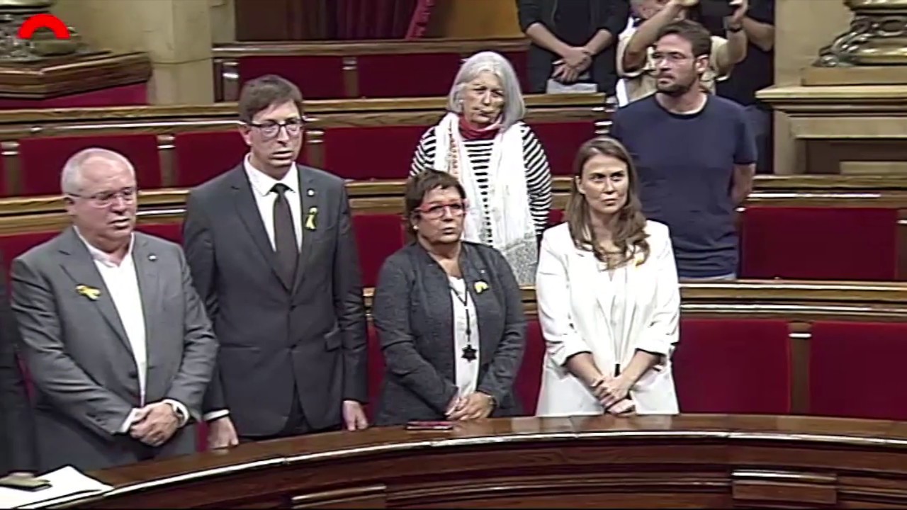 Catalan Parliament Members Sing Anthem After Vote to Declare Independence from Spain