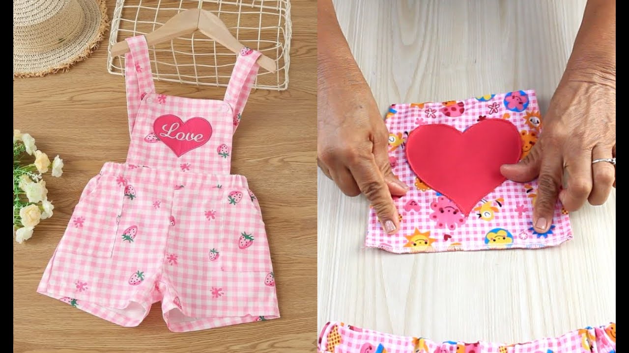 Short pechera de mezclilla para niña 💜👧🏼PASOA  PASO- PATRON GRATIS