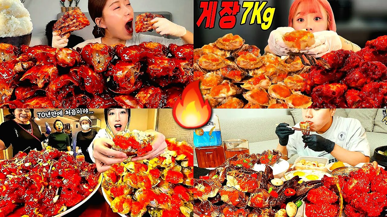 🦀🔥Raw marinated crabs compilation video🥵🤤Best mukbang to watch 🤗