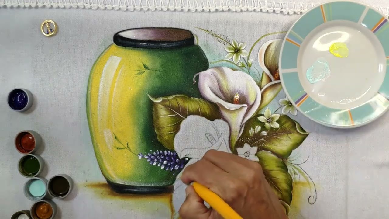 Roberto Ferreira - Vamos Aprender a Pintar Vaso com Copo de Leite - Parte 2