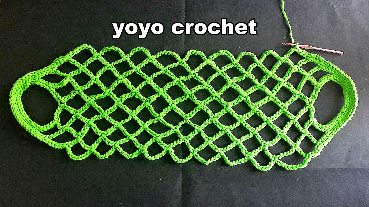 كروشية شنطة / حقيبة بغرزة الشبكة بفكرة جديدة وسهلة/ شنطة للسوق والرحلات - crochet a bag #يويو كروشية