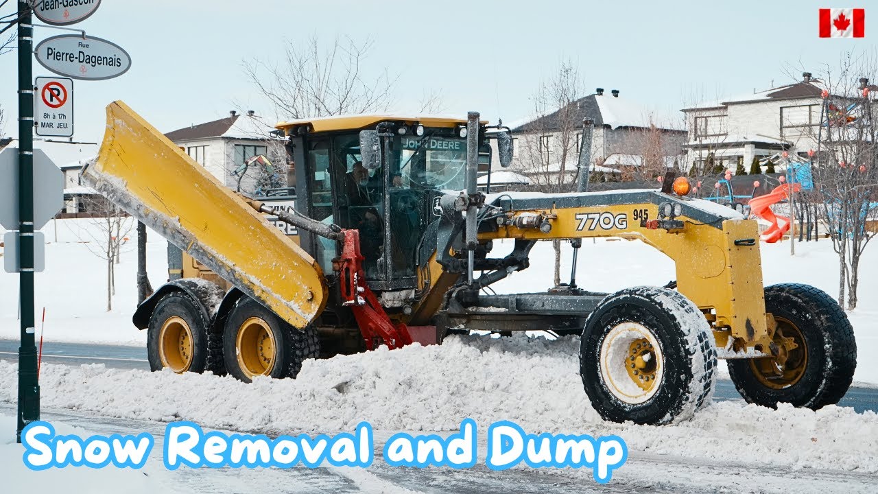 Уборка снега и вывоз мусора в жилом районе в Канаде/Монреале 🇨🇦❄️🚛