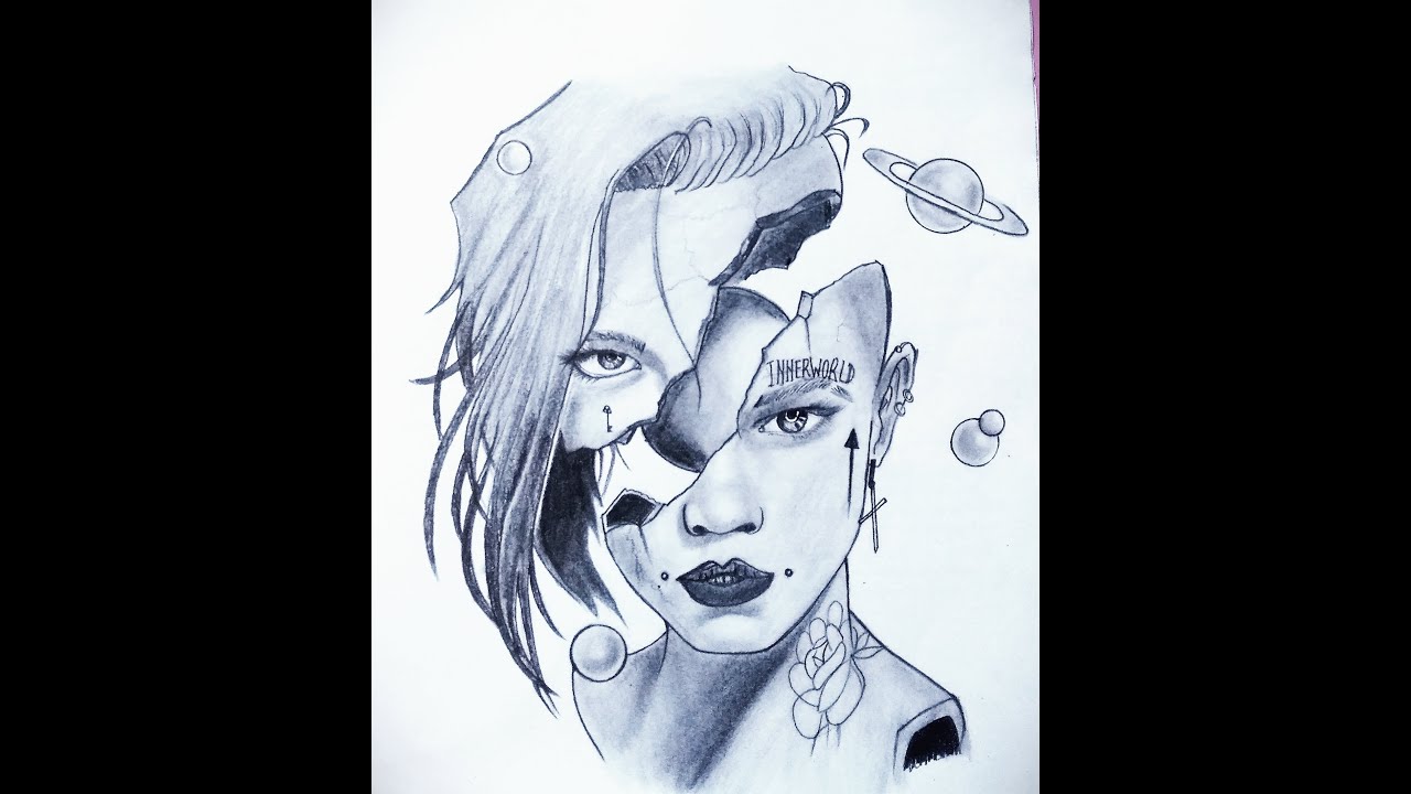 Girl illustration Drawing - Mind Thought| Beautiful Girl Drawing easy|Girl sketching| Pencil drawing