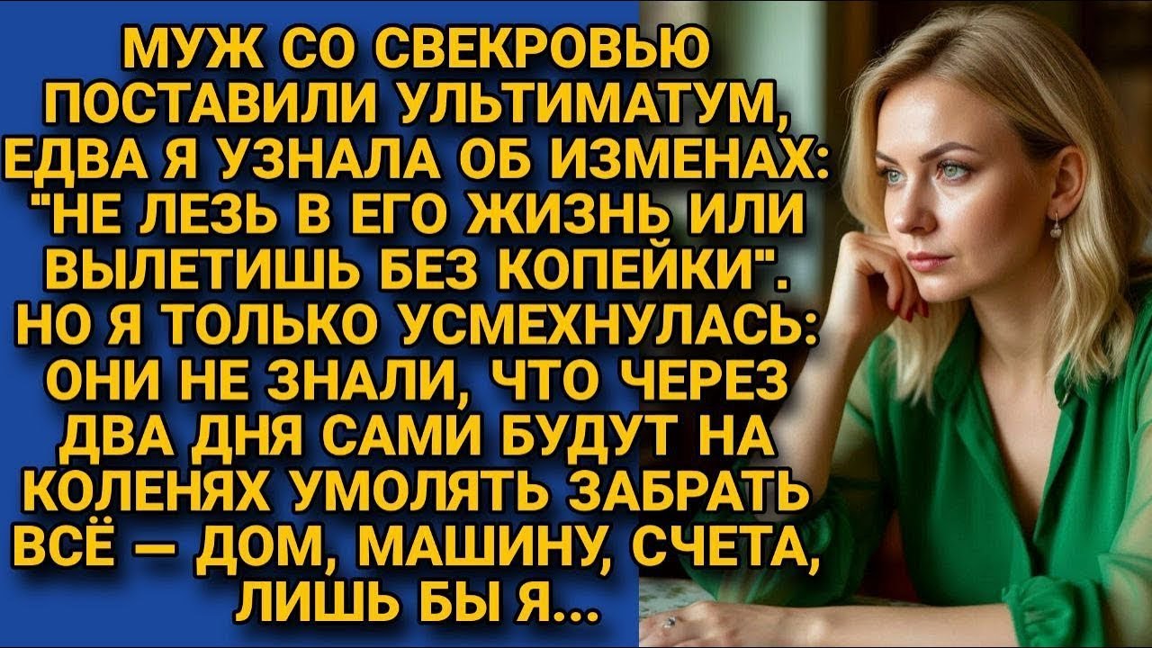 Муж и свекровь грозили оставить меня ни с чем. А через два дня стояли на коленях и умоляли...