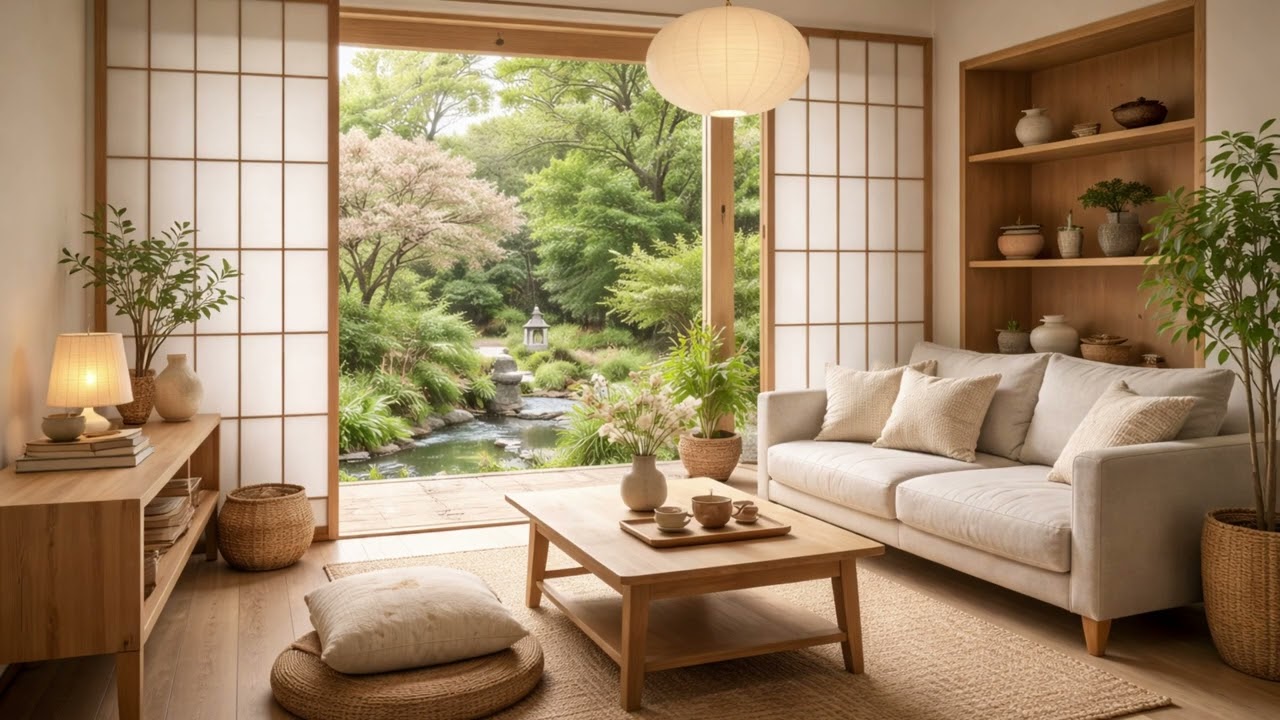 Japanese Minimalist Room | Gentle Breeze & Birds 3 Hours