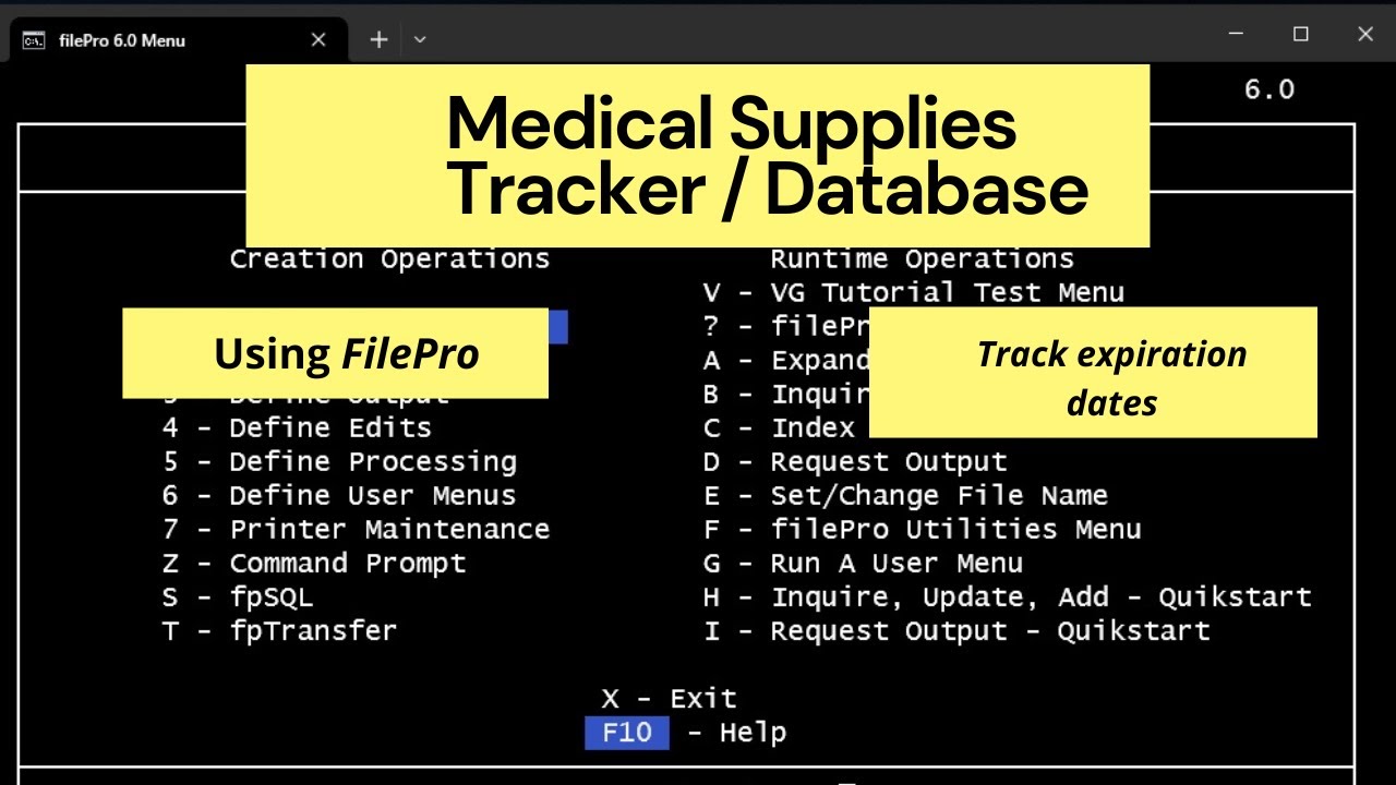 Build a Medical Supplies Tracker / Database in Filepro