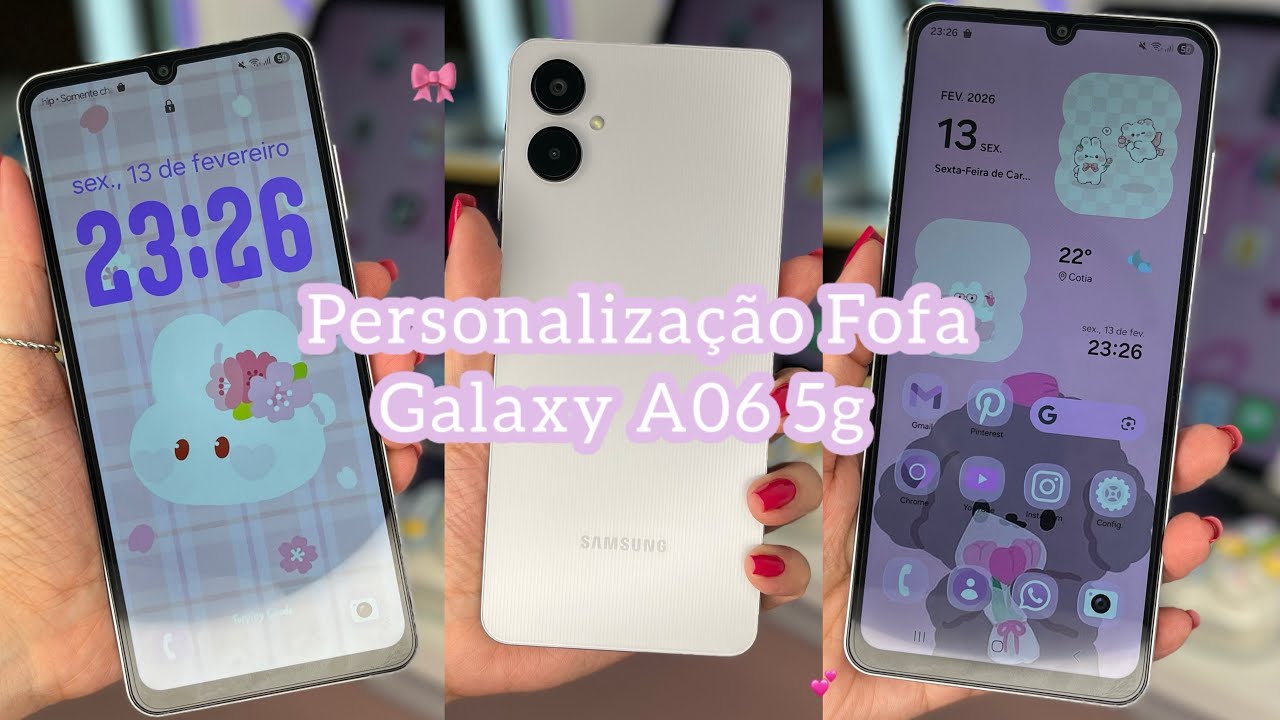 Personalização FOFINHA no Galaxy A06 5G 🎀 usando Theme Park, Keys Cafe e Pinterest!