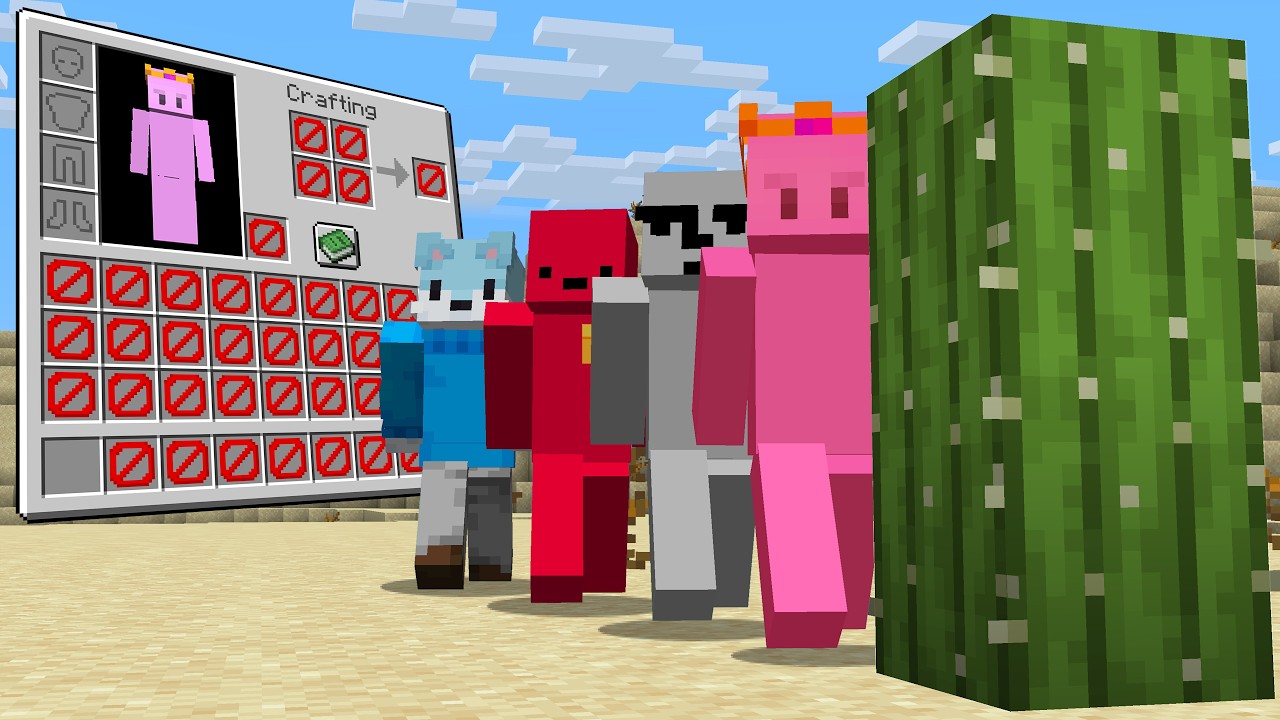 4 YouTubers beat Minecraft while Damage Removes Inventory
