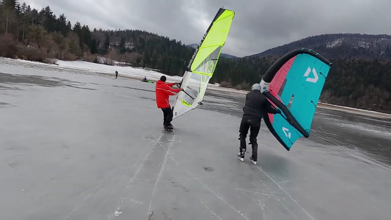 Wing-ice-skating and Ice-windsurfing at Lake Cerknica