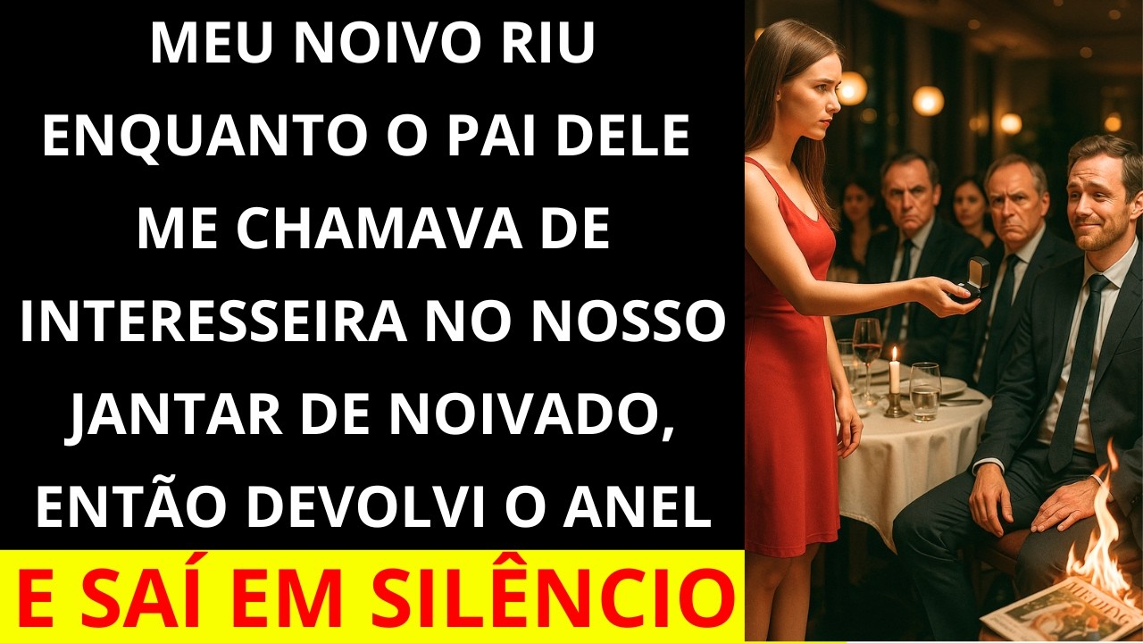 Meu noivo riu enquanto seu pai me chamava de interesseira no nosso jantar de noivado, então eu...
