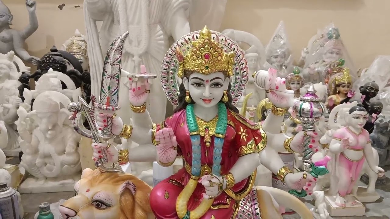 मां शेरावाली मार्बल मूर्ति।   white marble Makrana Durga  man marble Murti (8854863282)