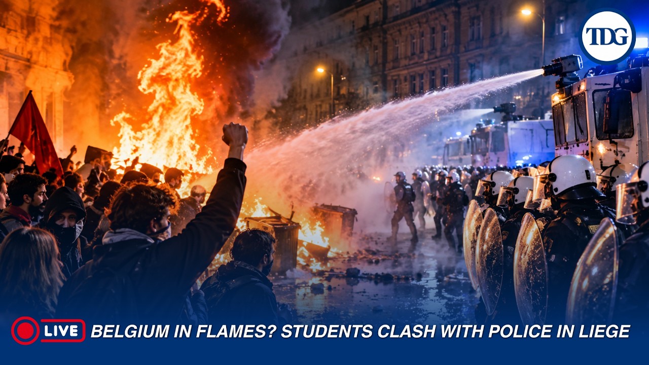 WATCH LIVE: BELGIUM ERUPTS! Students Set Fires as Police Fire Water Cannons
