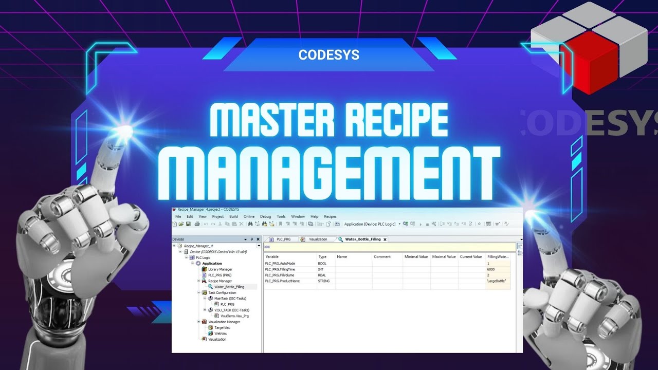 Master Recipe Manager in CODESYS – Step by Step with Real Time Example!