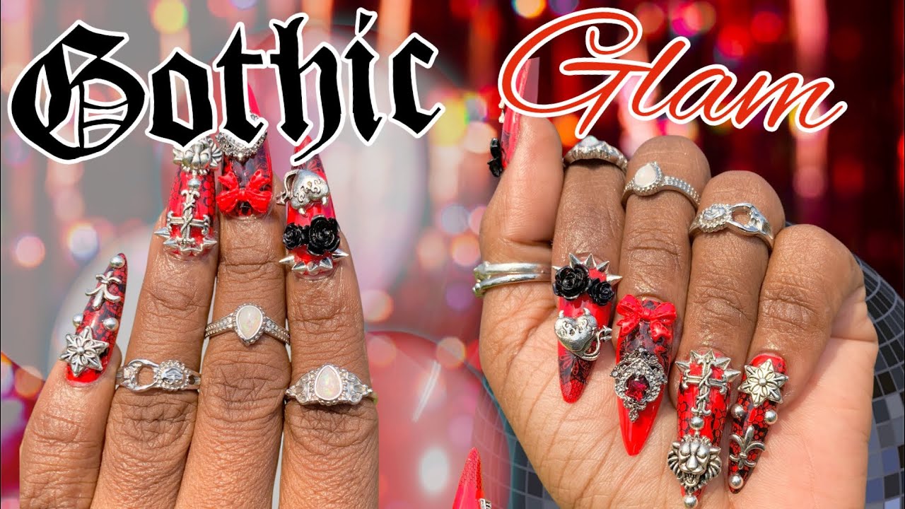 LACE GOTHIC NAILS - FULL COVER TIPS #nails  #nailart