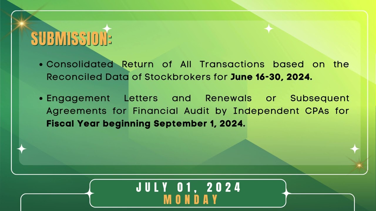 Tax Calendar July 01, 2024